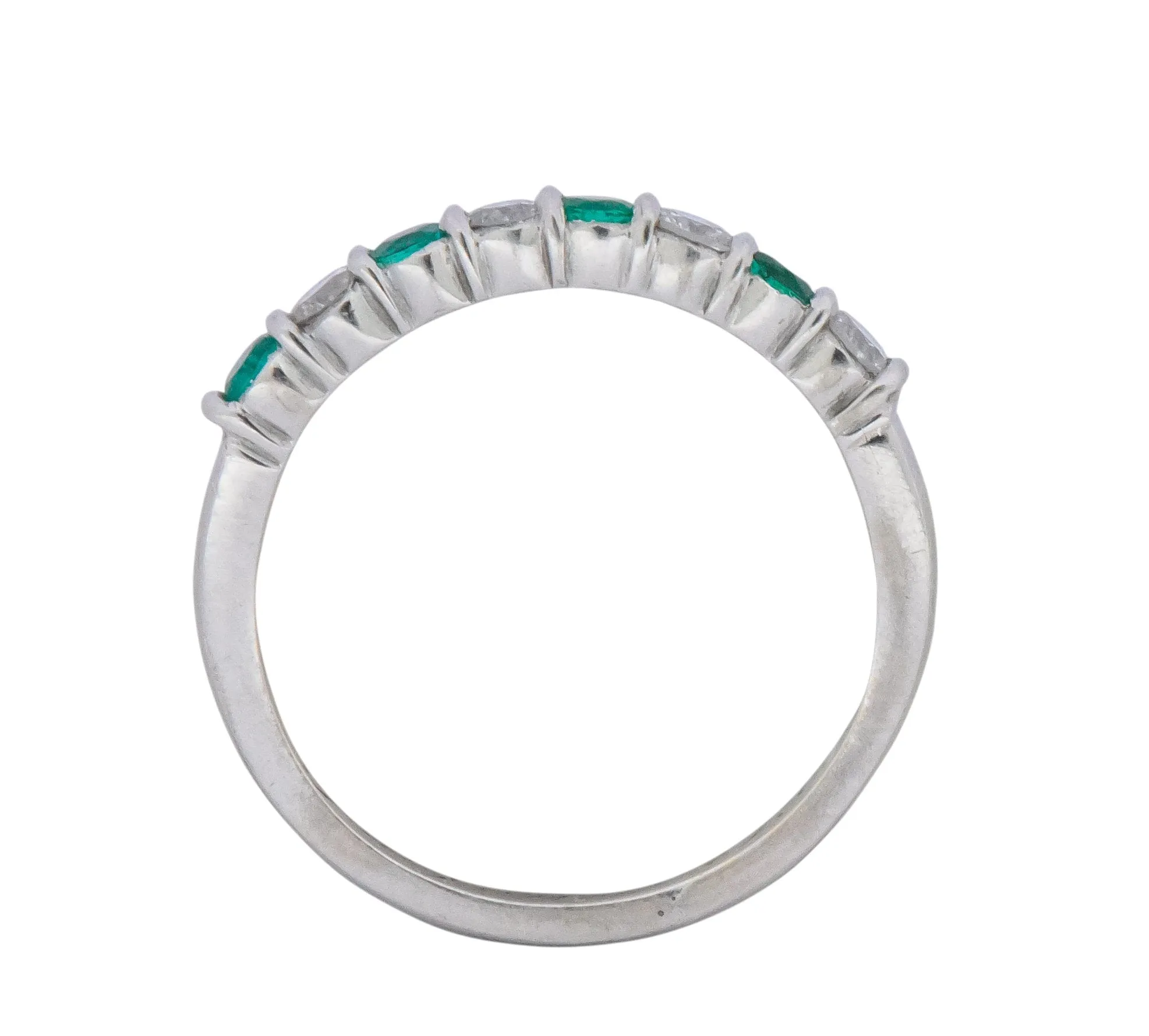 Tiffany & Co. Contemporary 0.24 CTW Diamond Emerald Platinum Anniversary Band Ring