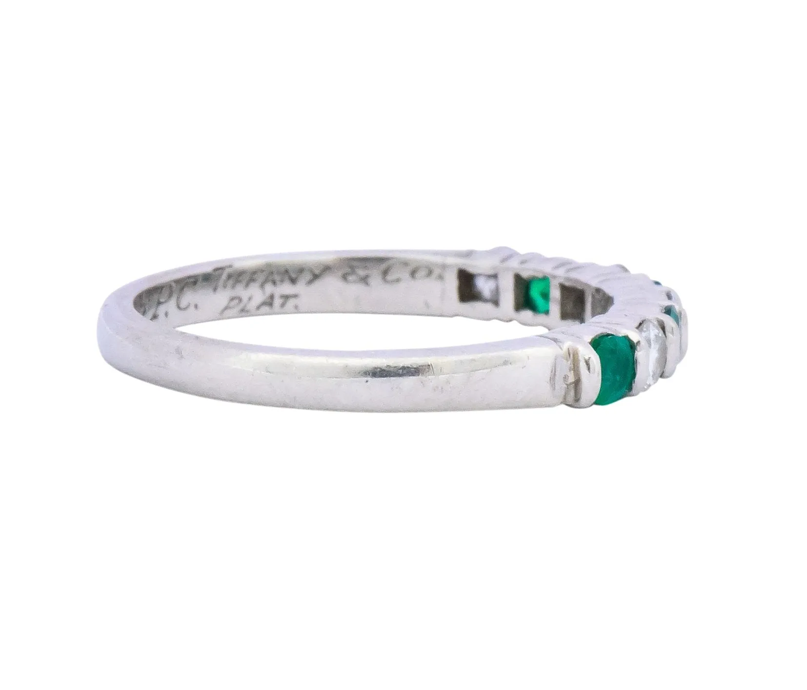 Tiffany & Co. Contemporary 0.24 CTW Diamond Emerald Platinum Anniversary Band Ring