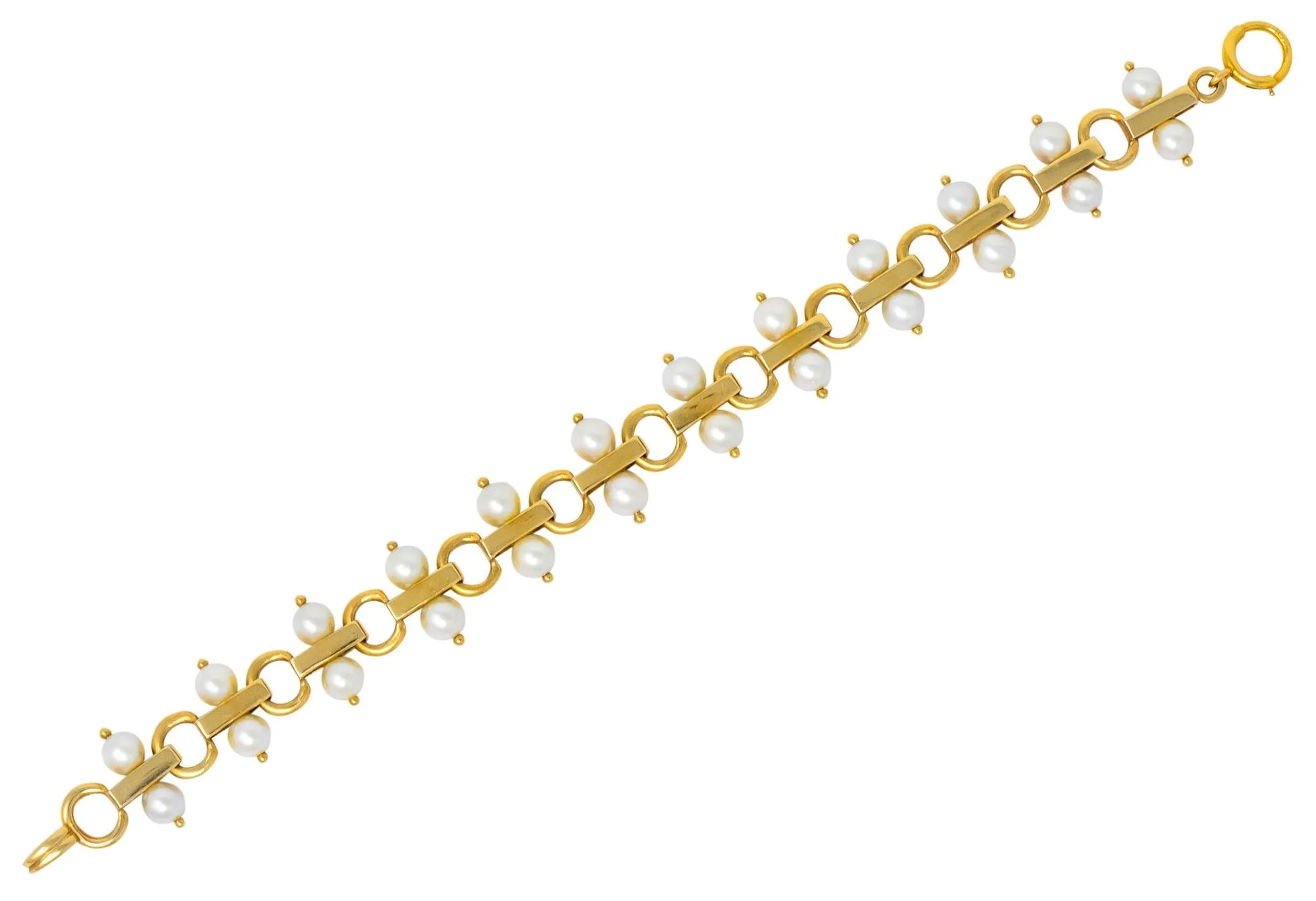 Tiffany & Co. Vintage Pearl 14 Karat Gold Link Bracelet