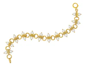 Tiffany & Co. Vintage Pearl 14 Karat Gold Link Bracelet
