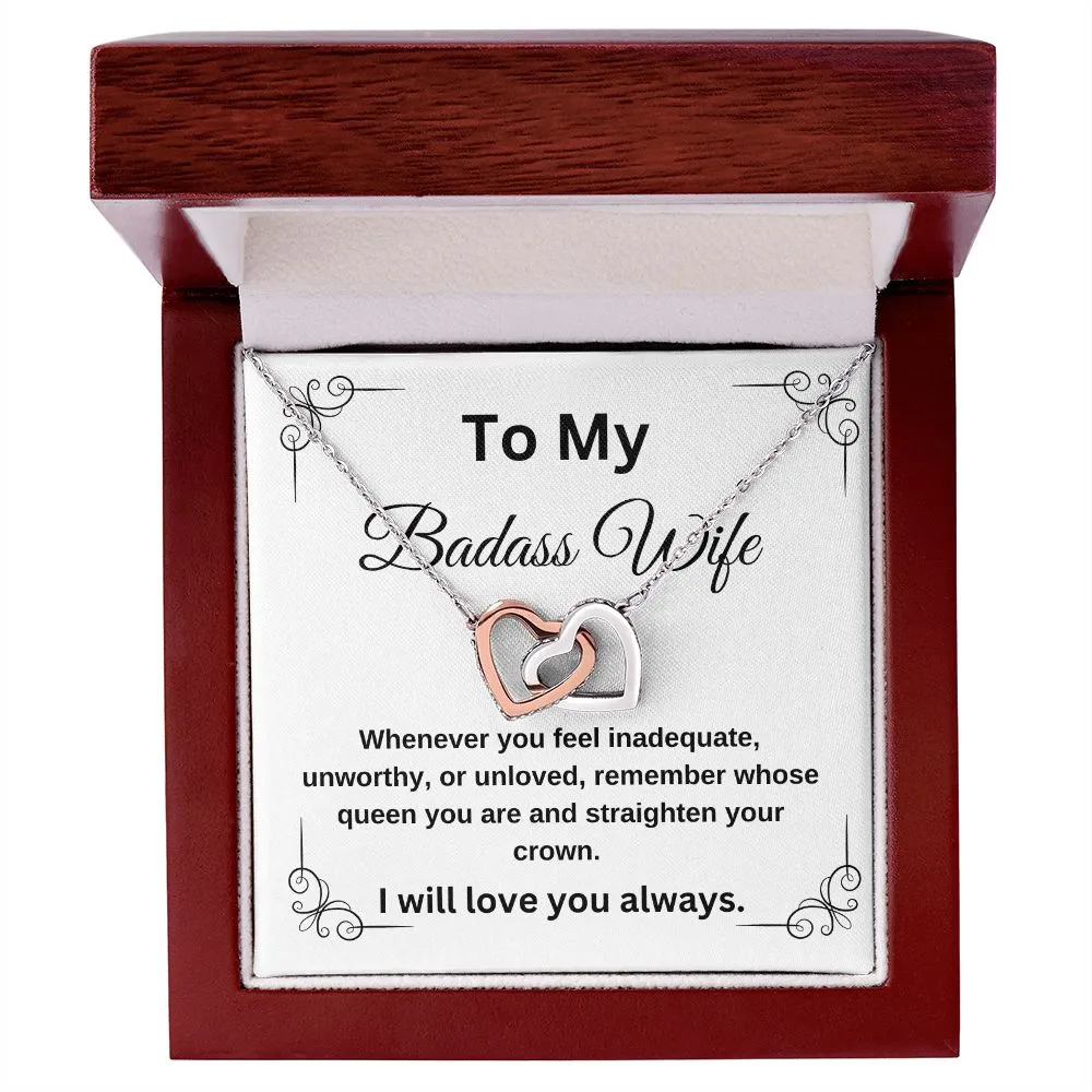 To My Badass Wife I will Always Love You Intertwining Hearts Necklace