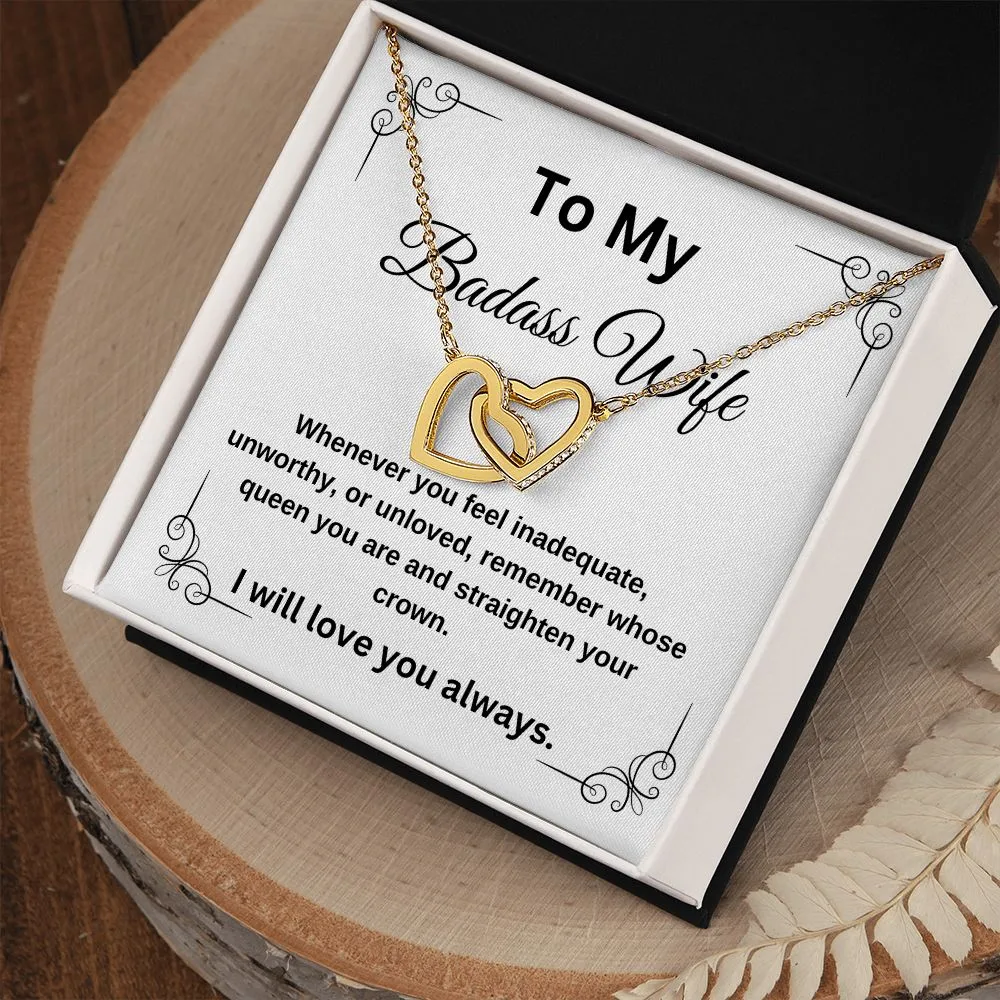 To My Badass Wife I will Always Love You Intertwining Hearts Necklace