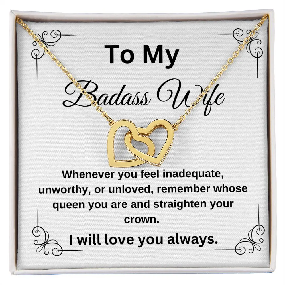 To My Badass Wife I will Always Love You Intertwining Hearts Necklace