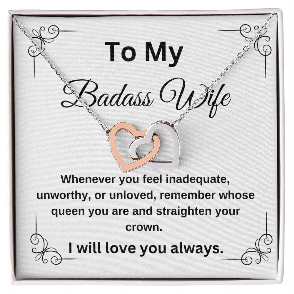 To My Badass Wife I will Always Love You Intertwining Hearts Necklace