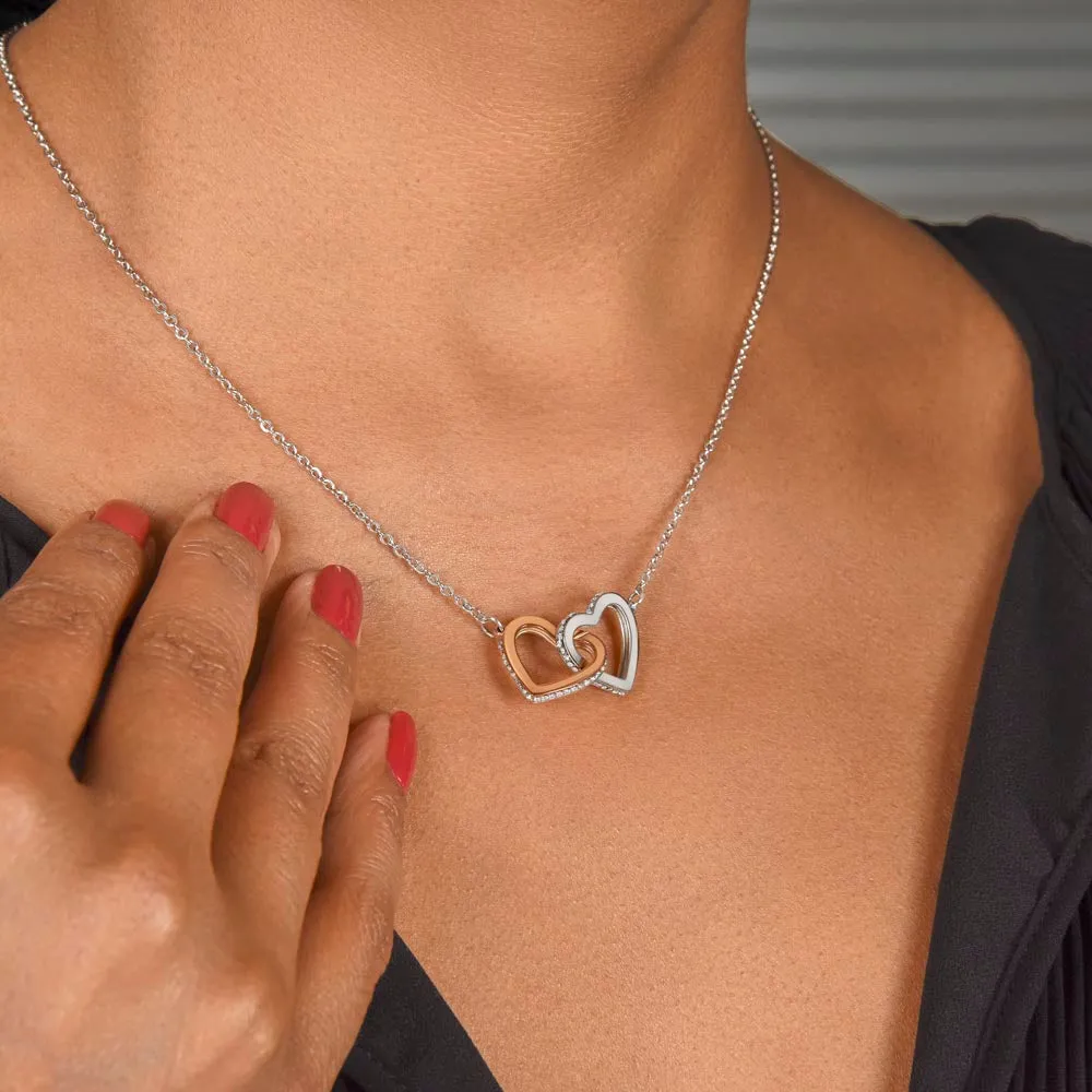 To My Beautiful Grandma - Rose Gold Connected Hearts Necklace, Poem Card, and Box