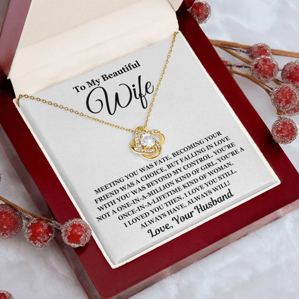To My Beautiful Wife - Love Knot Necklace - Perfect Gift For Wife