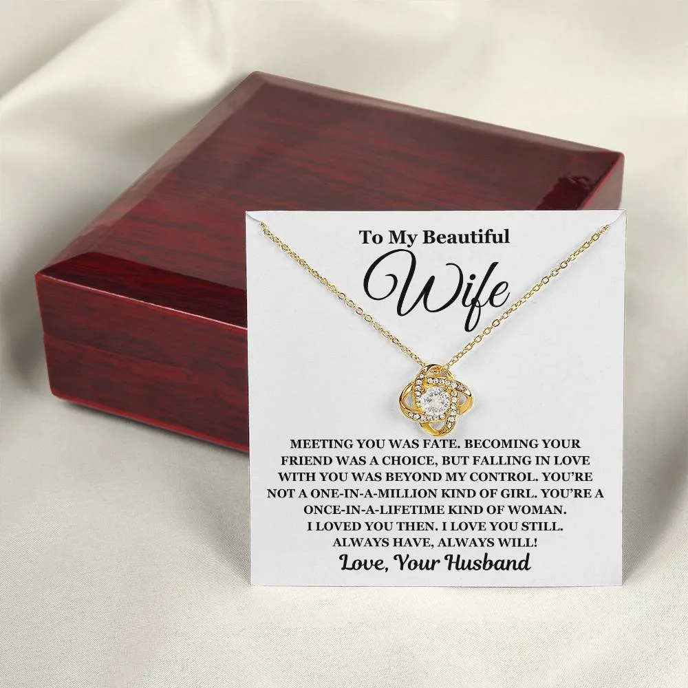 To My Beautiful Wife - Love Knot Necklace - Perfect Gift For Wife