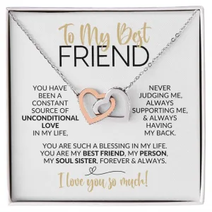 To My Best Friend | Constant Source of Unconditional Love | Interlocking Hearts Necklace