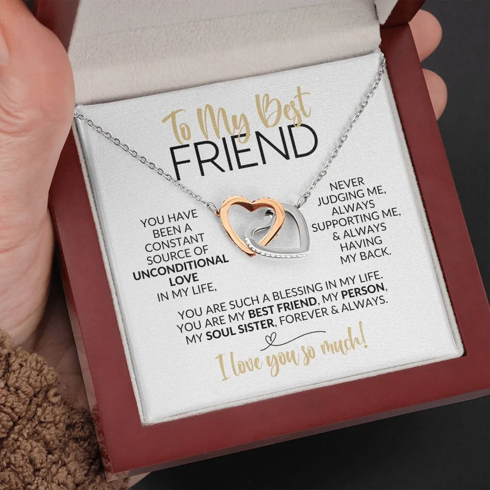 To My Best Friend | Constant Source of Unconditional Love | Interlocking Hearts Necklace