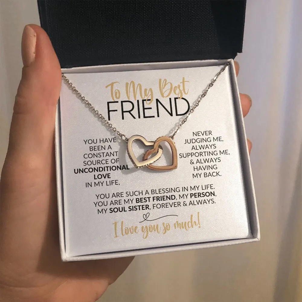 To My Best Friend | Constant Source of Unconditional Love | Interlocking Hearts Necklace
