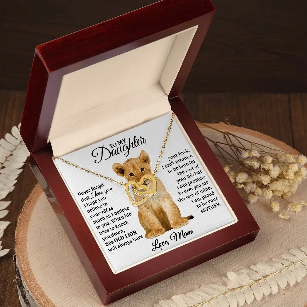 To My Daughter (Love Mom) | Connected Hearts and Lion Card