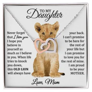 To My Daughter (Love Mom) | Connected Hearts and Lion Card