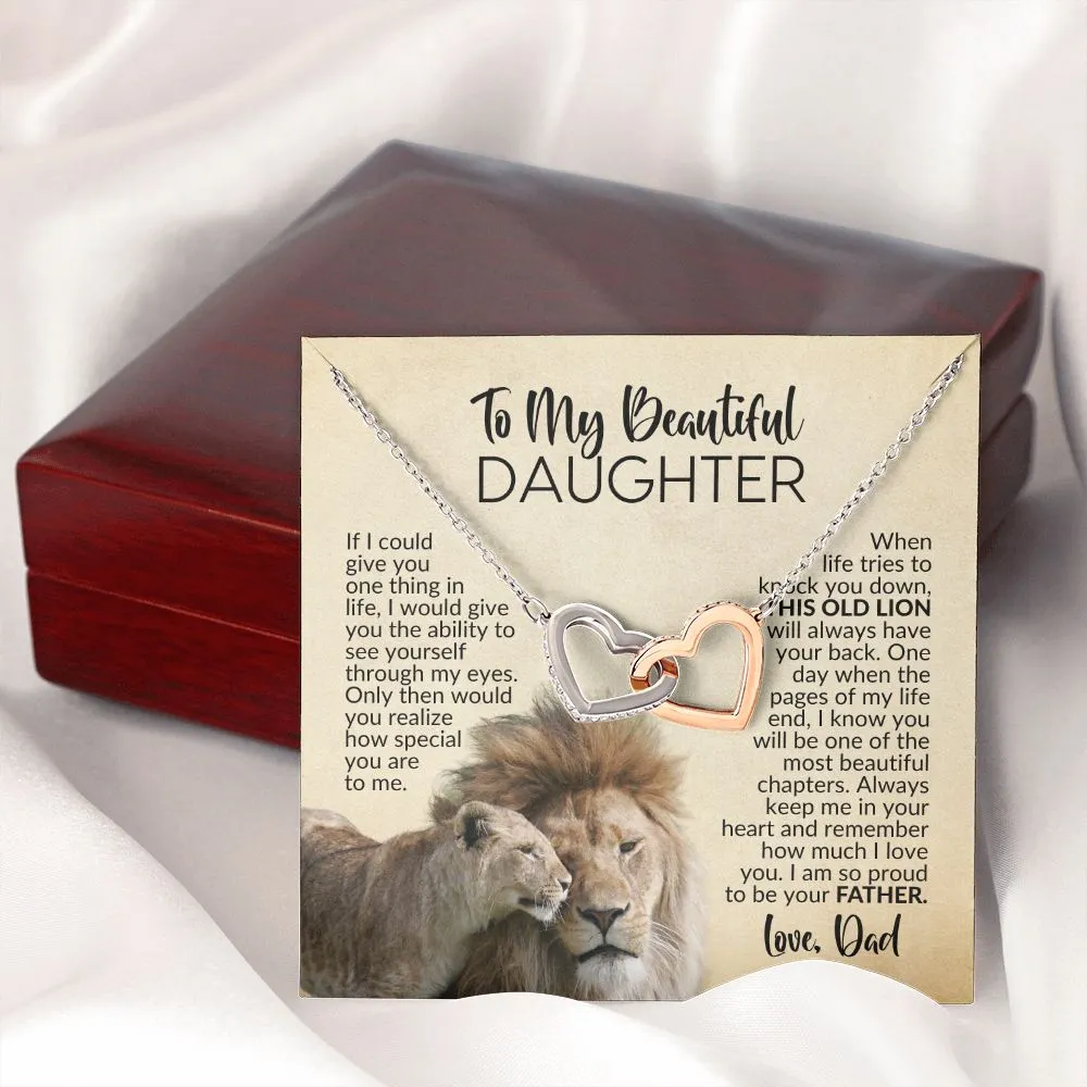 To My Daughter | See Through My Eyes | Interlocking Hearts Necklace from Dad