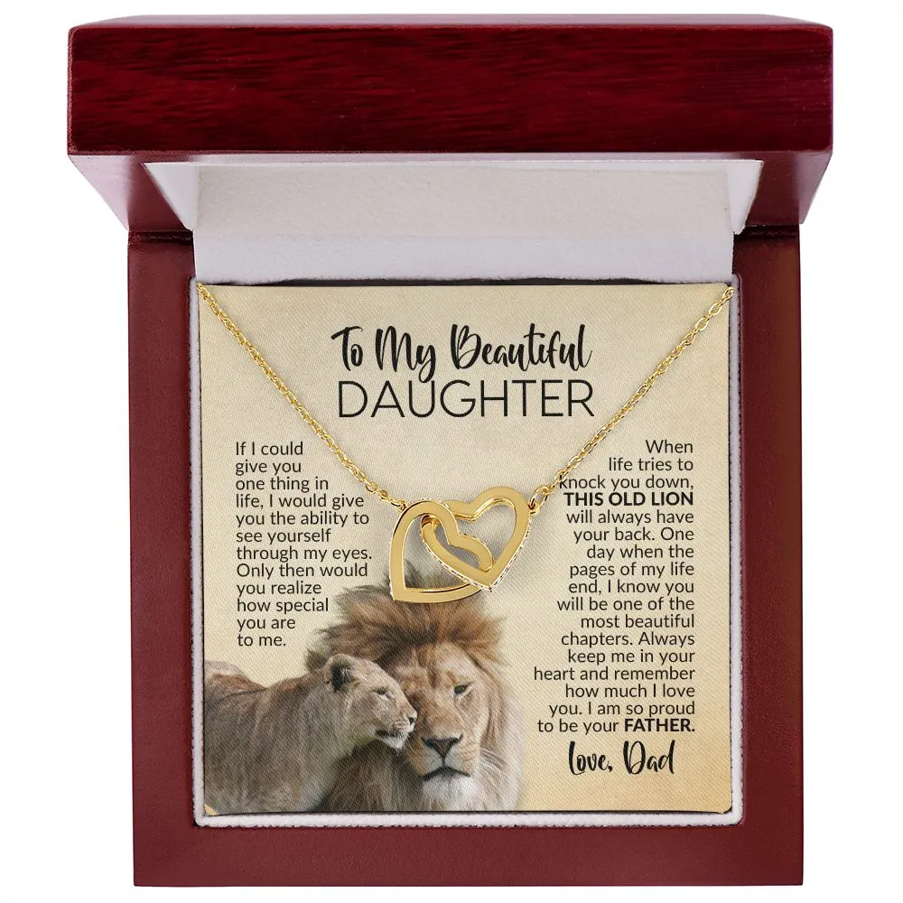 To My Daughter | See Through My Eyes | Interlocking Hearts Necklace from Dad