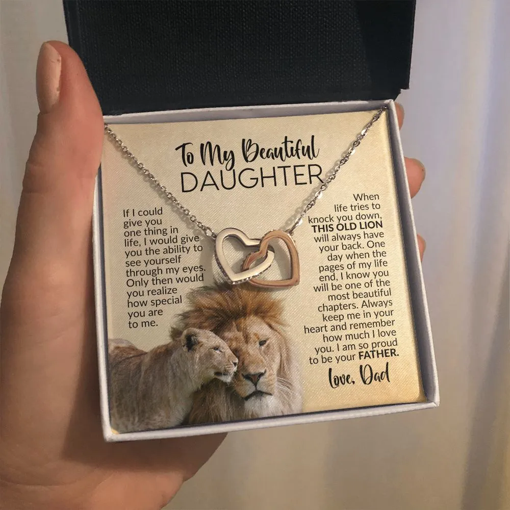 To My Daughter | See Through My Eyes | Interlocking Hearts Necklace from Dad