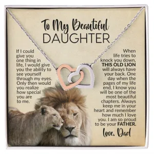 To My Daughter | See Through My Eyes | Interlocking Hearts Necklace from Dad