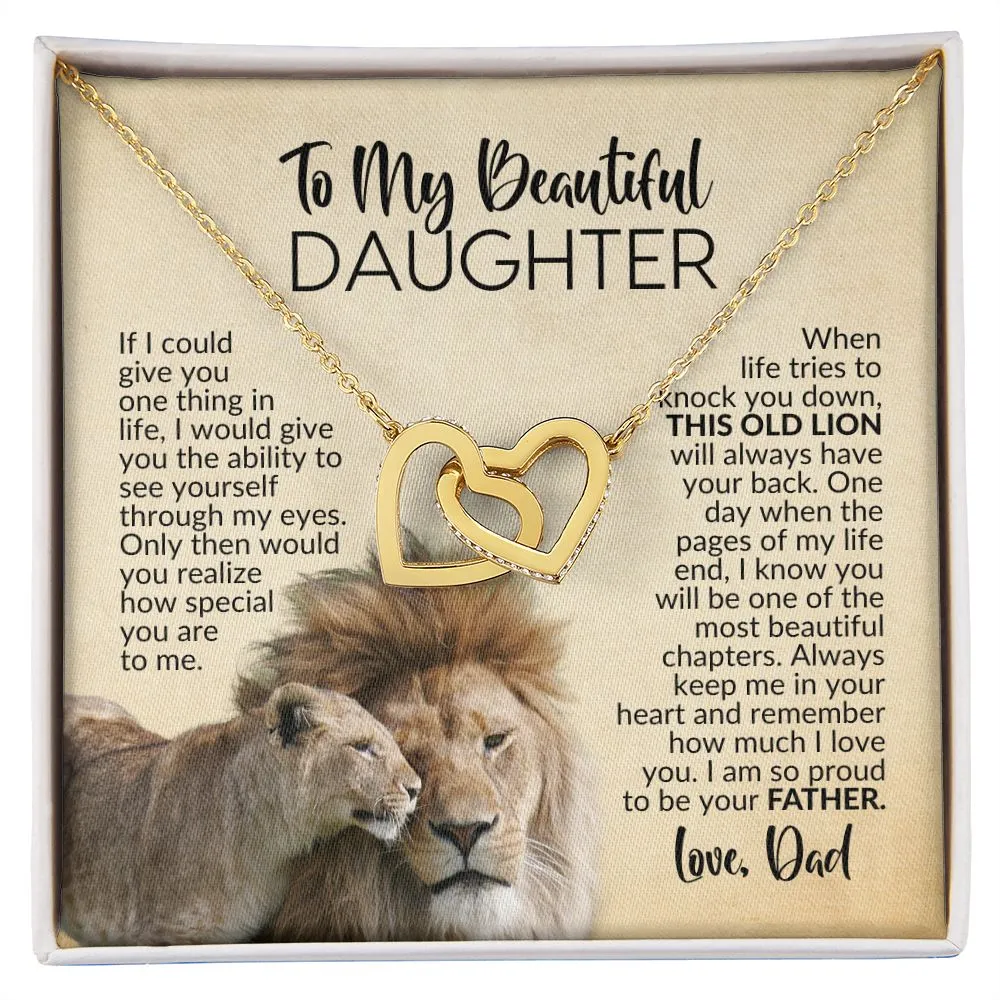 To My Daughter | See Through My Eyes | Interlocking Hearts Necklace from Dad