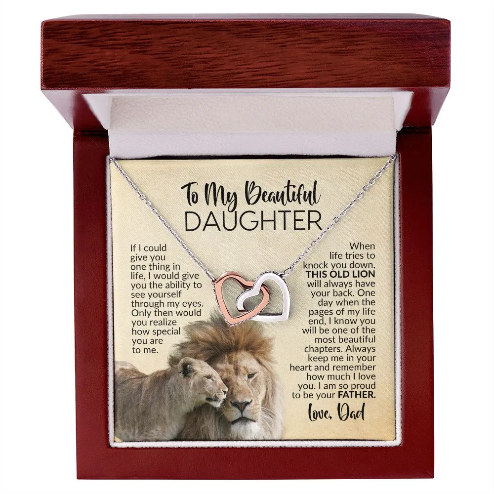 To My Daughter | See Through My Eyes | Interlocking Hearts Necklace from Dad
