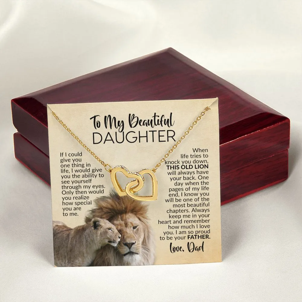 To My Daughter | See Through My Eyes | Interlocking Hearts Necklace from Dad