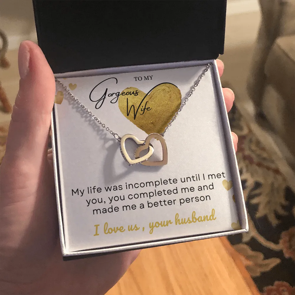 To my gorgeous wife massage card necklace with luxury box