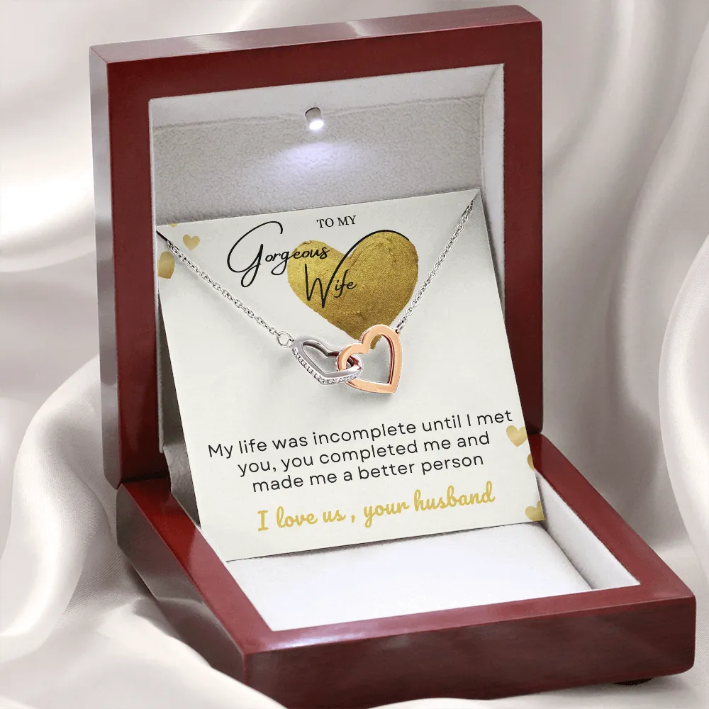 To my gorgeous wife massage card necklace with luxury box