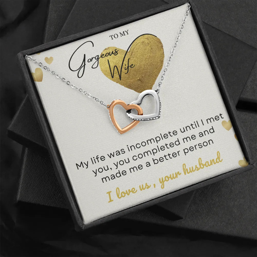 To my gorgeous wife massage card necklace with luxury box