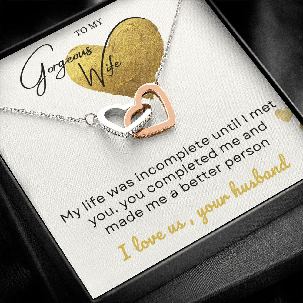 To my gorgeous wife massage card necklace with luxury box