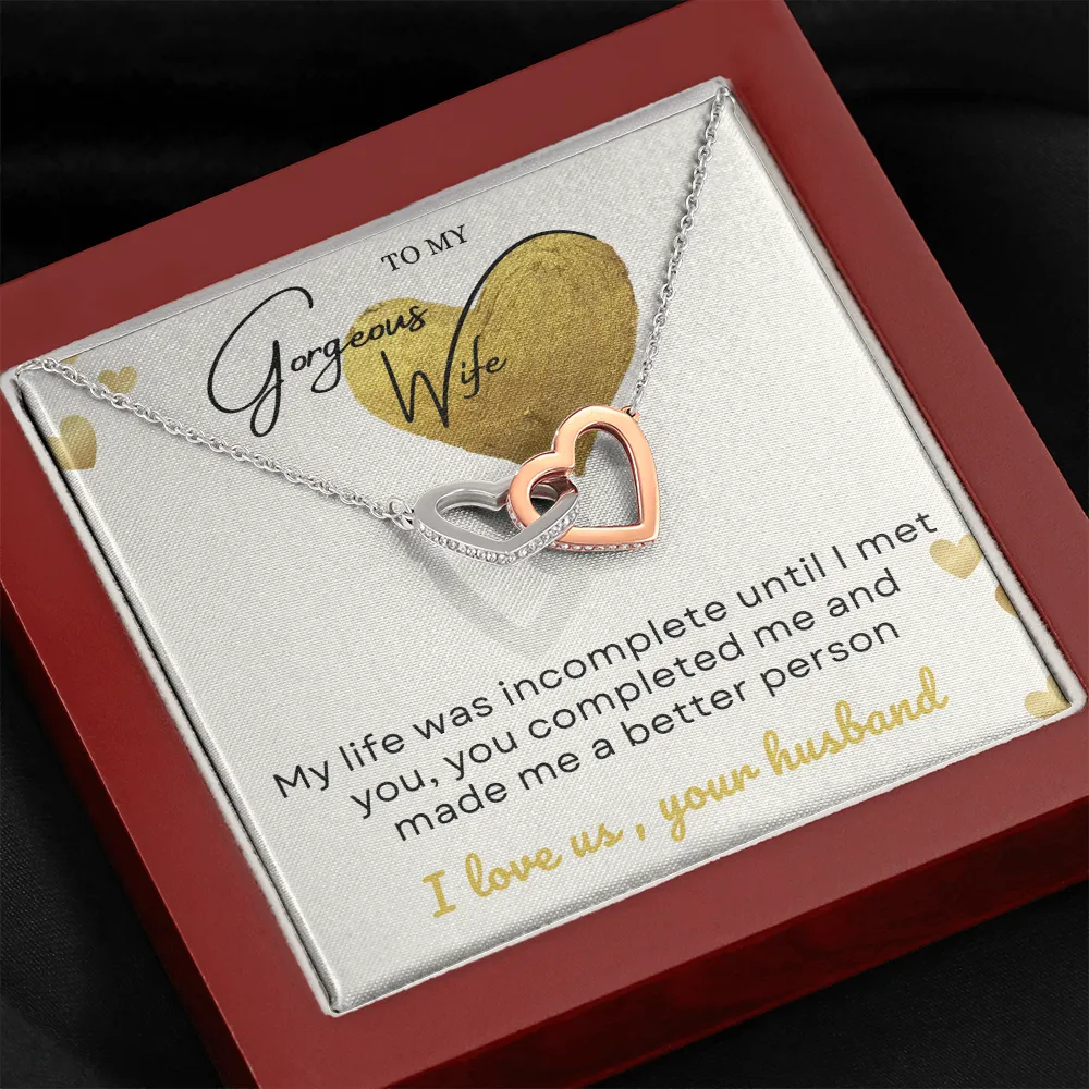 To my gorgeous wife massage card necklace with luxury box