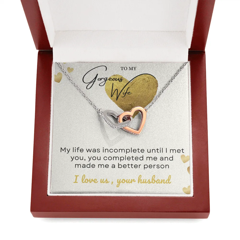 To my gorgeous wife massage card necklace with luxury box