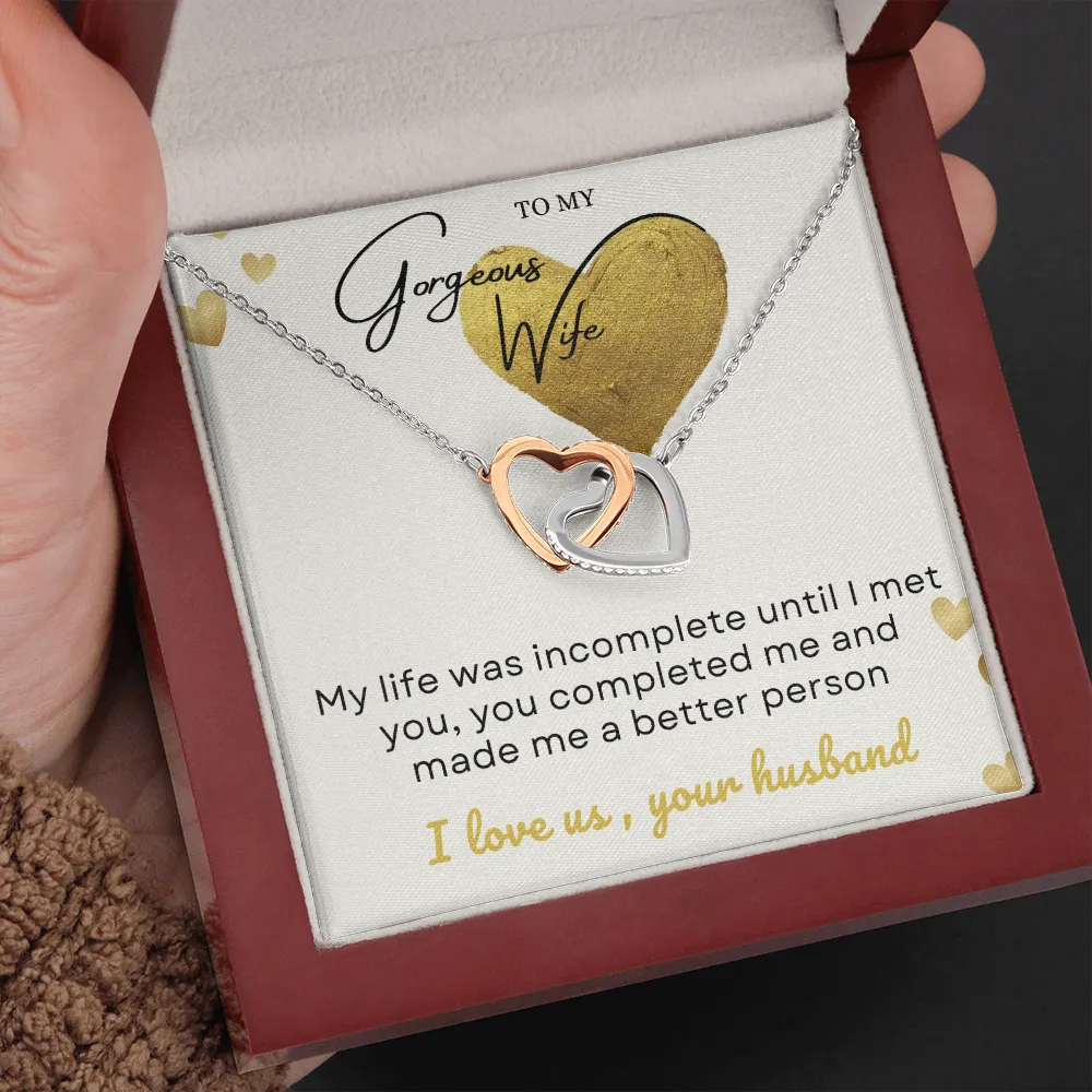 To my gorgeous wife massage card necklace with luxury box
