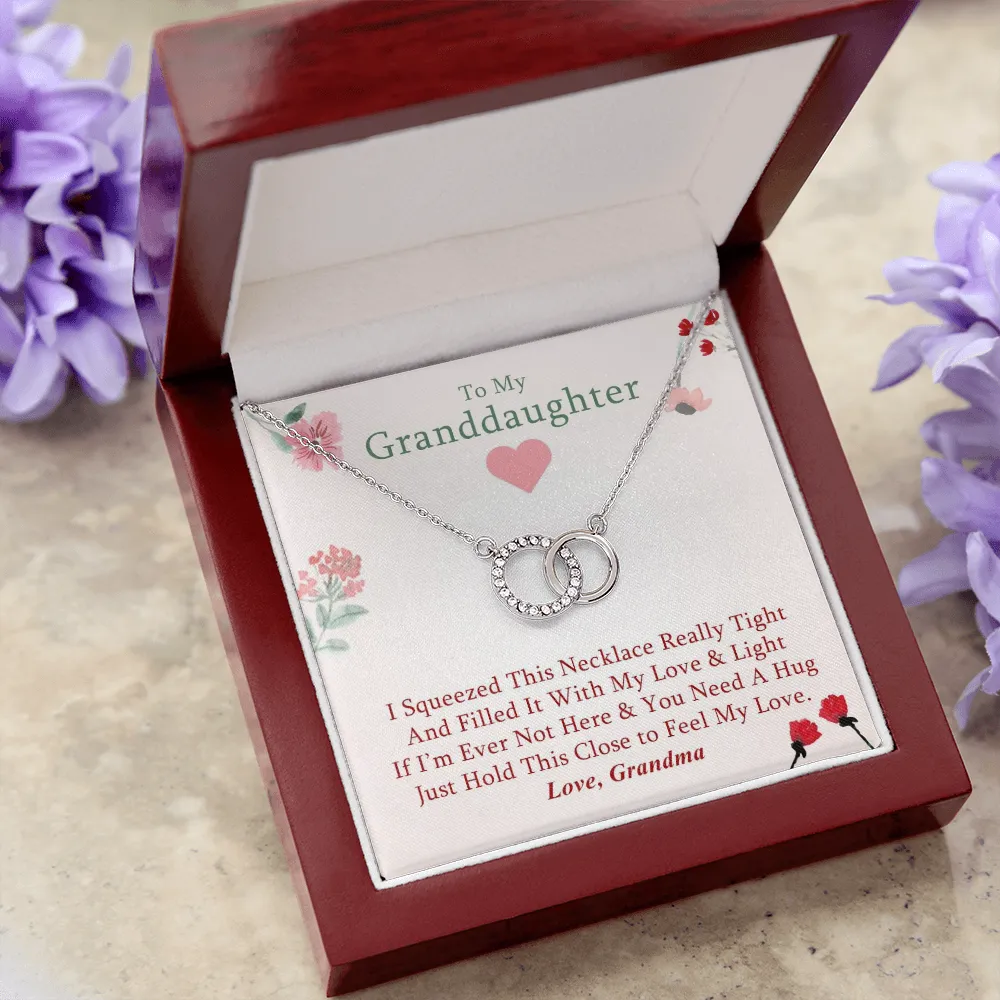 To My Granddaughter - Roses & Flower Hugs | Beautiful 14k White Gold Locked Circles Necklace
