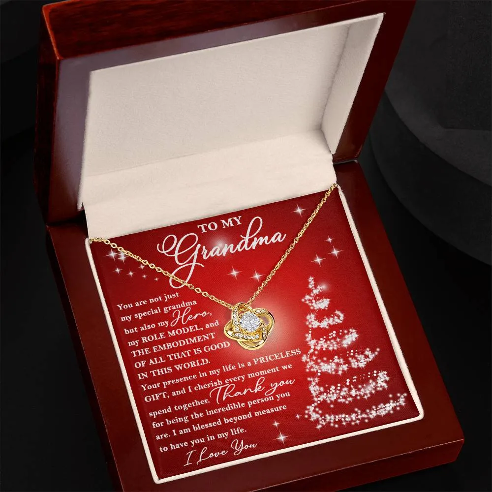 To My Grandma My Hero My Role Model Love Knot Necklace, Christmas Themed Gift