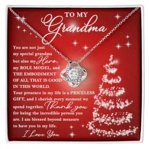 To My Grandma My Hero My Role Model Love Knot Necklace, Christmas Themed Gift
