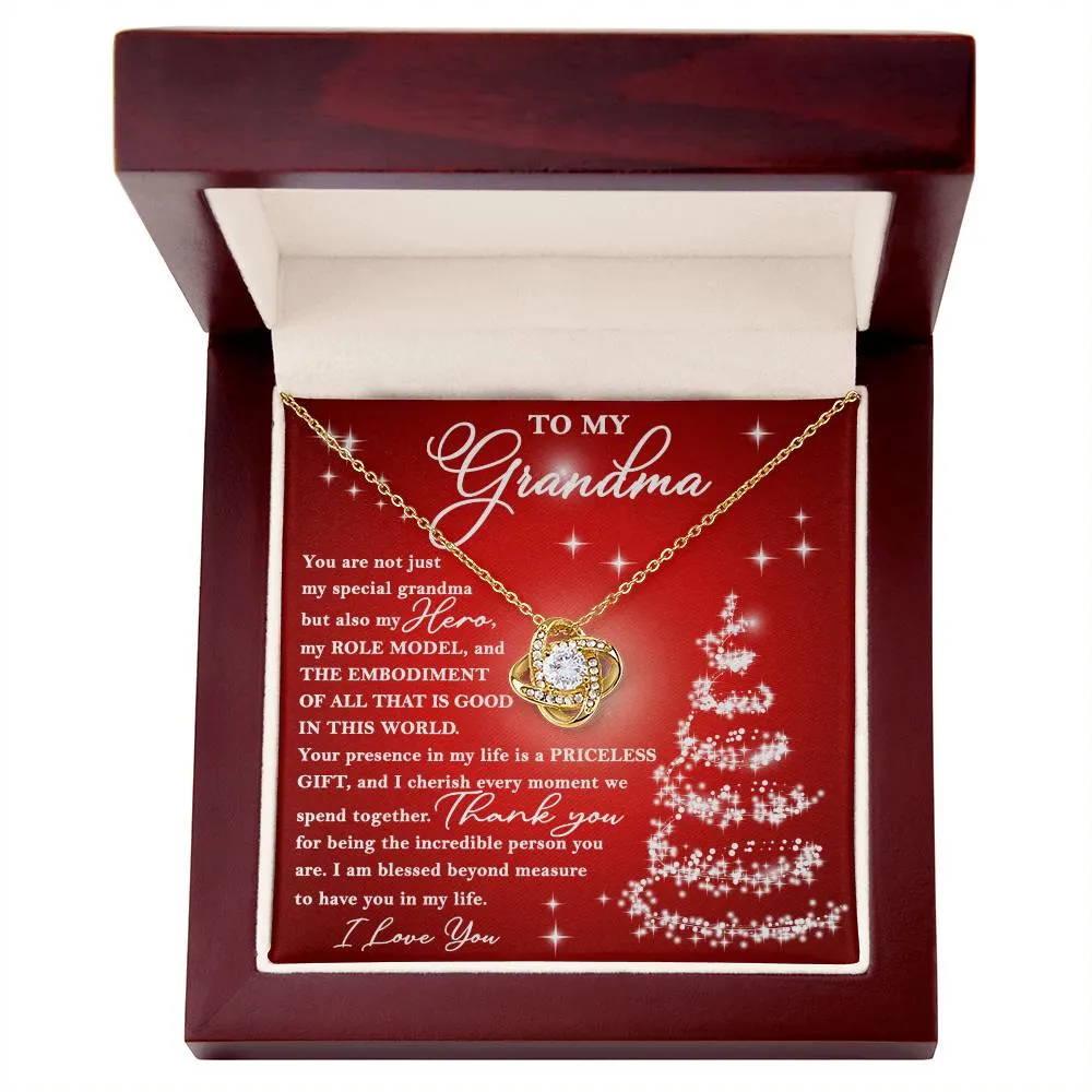 To My Grandma My Hero My Role Model Love Knot Necklace, Christmas Themed Gift