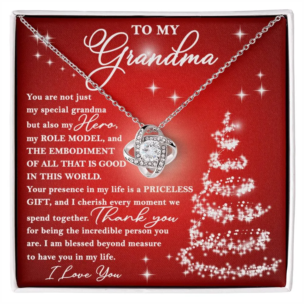 To My Grandma My Hero My Role Model Love Knot Necklace, Christmas Themed Gift