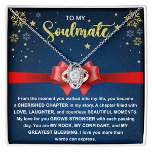 To My Soulmate Love You More Than Words Can Express Christmas Themed Necklace, Love Knot Necklace, Christmas Gift