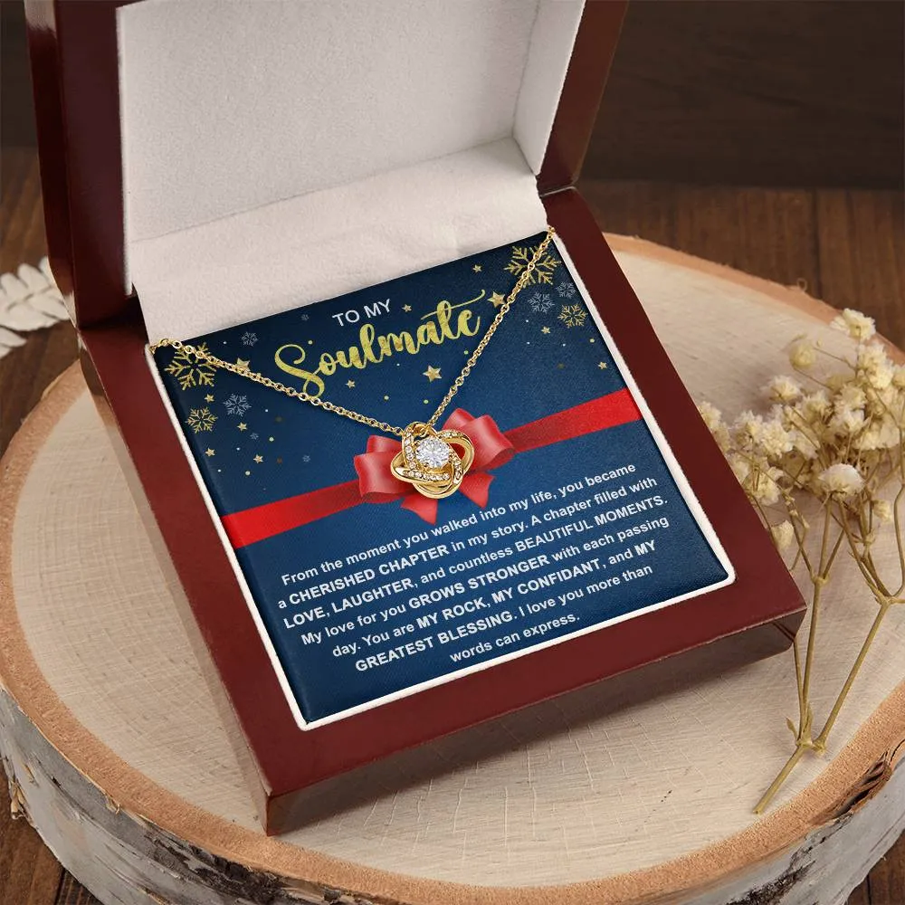 To My Soulmate Love You More Than Words Can Express Christmas Themed Necklace, Love Knot Necklace, Christmas Gift