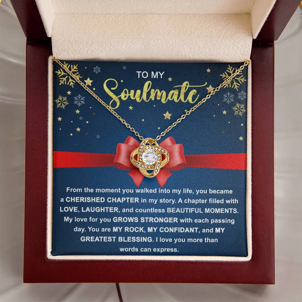 To My Soulmate Love You More Than Words Can Express Christmas Themed Necklace, Love Knot Necklace, Christmas Gift