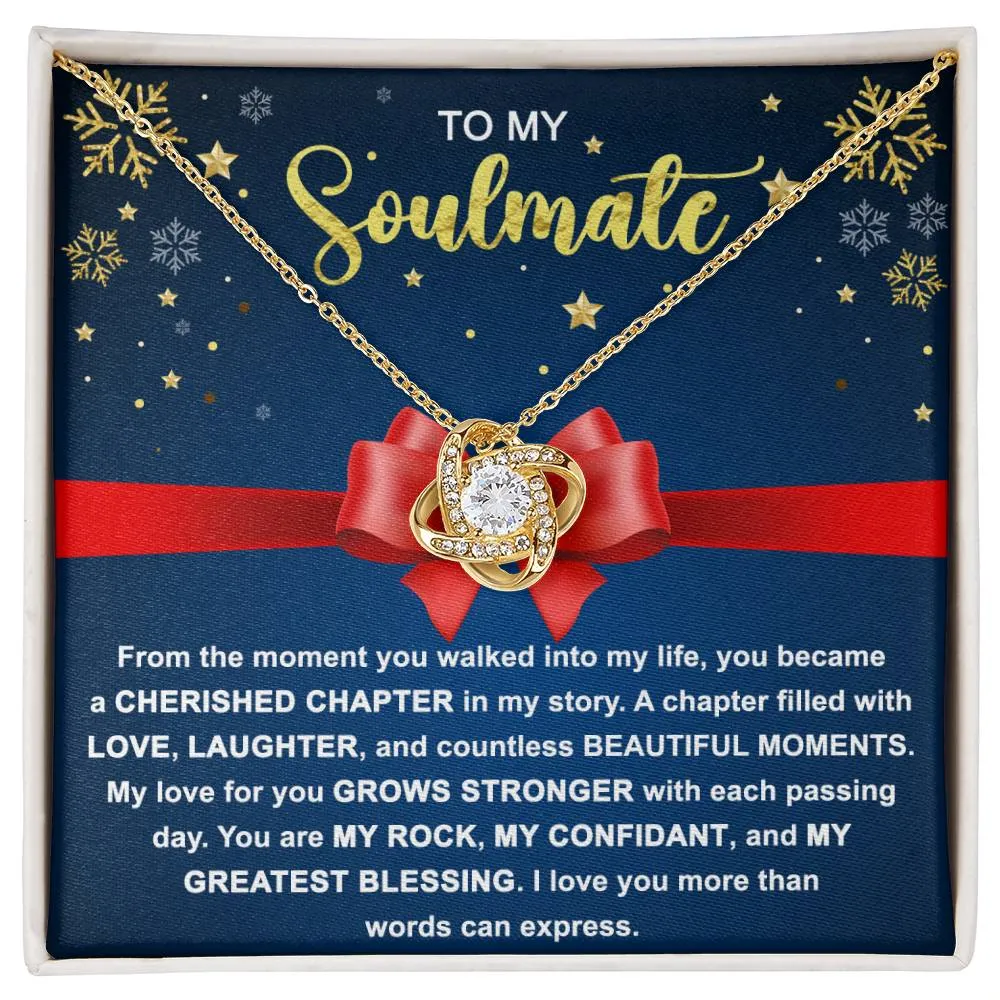 To My Soulmate Love You More Than Words Can Express Christmas Themed Necklace, Love Knot Necklace, Christmas Gift