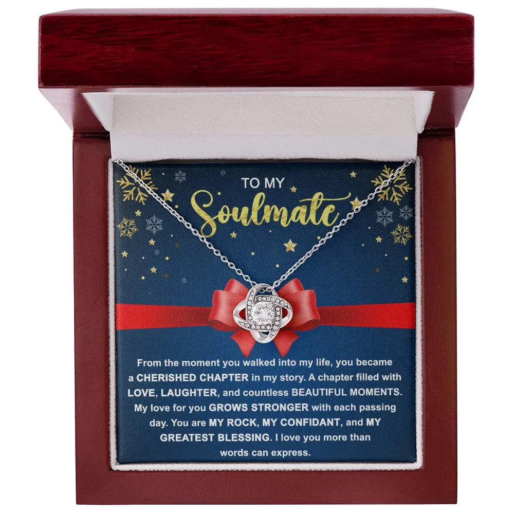 To My Soulmate Love You More Than Words Can Express Christmas Themed Necklace, Love Knot Necklace, Christmas Gift
