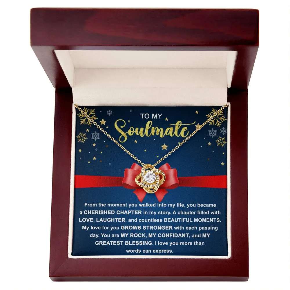 To My Soulmate Love You More Than Words Can Express Christmas Themed Necklace, Love Knot Necklace, Christmas Gift