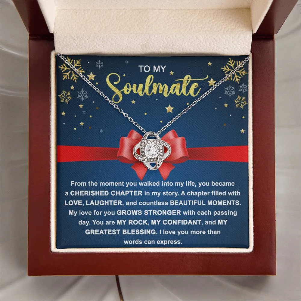 To My Soulmate Love You More Than Words Can Express Christmas Themed Necklace, Love Knot Necklace, Christmas Gift