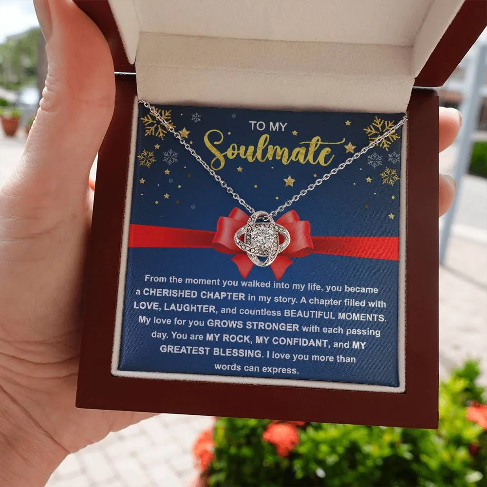To My Soulmate Love You More Than Words Can Express Christmas Themed Necklace, Love Knot Necklace, Christmas Gift