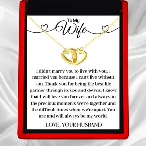 To My Wife 'Life Partner' - Interlocking Gold Vermeil Hearts Necklace WF21
