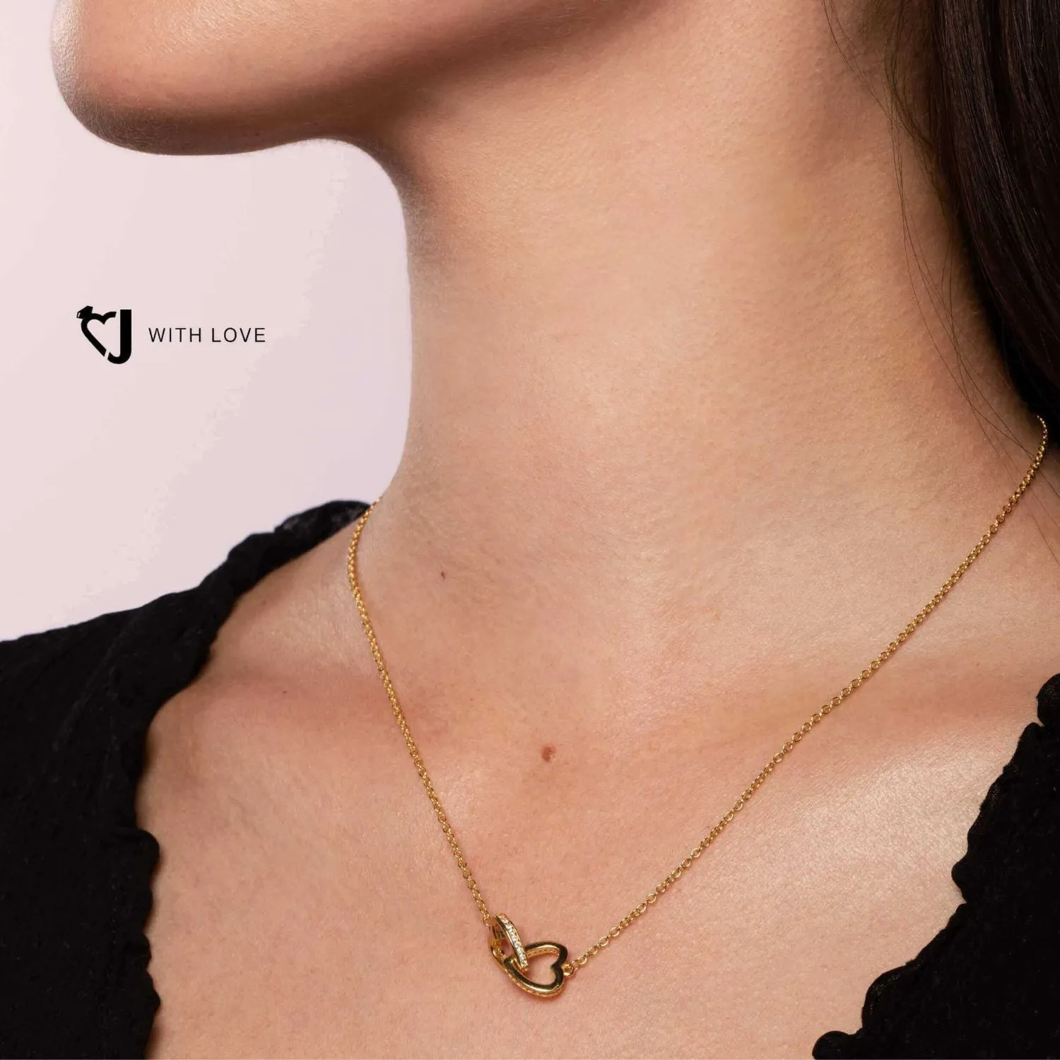 To My Wife 'Life Partner' - Interlocking Gold Vermeil Hearts Necklace WF21