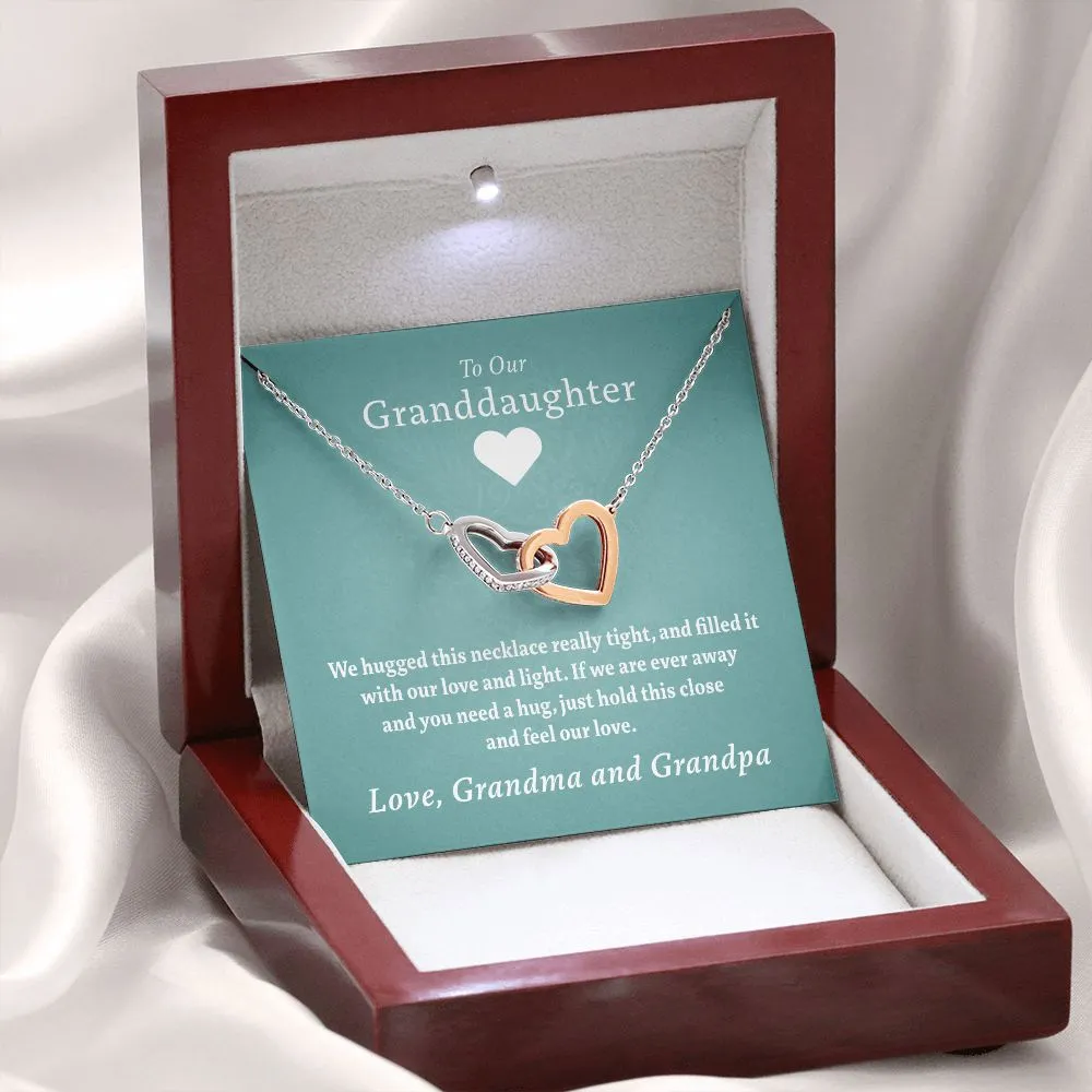 To Our Granddaughter - Beautiful Gold Locked Hearts Necklace
