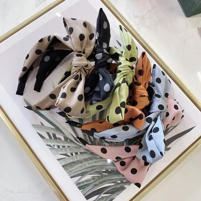 Top knot luxury headband polka dots
