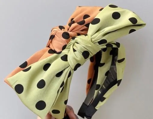 Top knot luxury headband polka dots