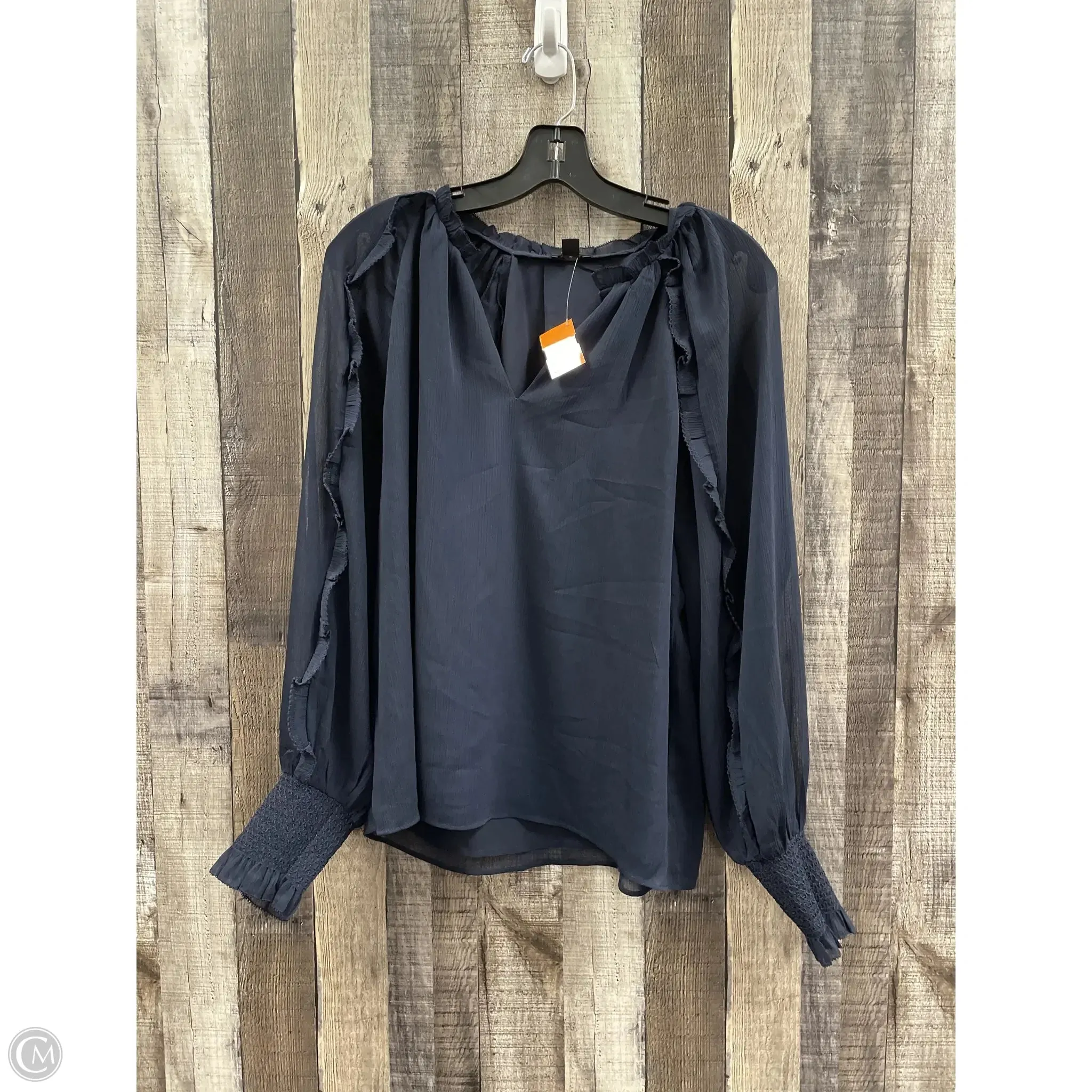 Top Long Sleeve By Ann Taylor In Navy, Size: M