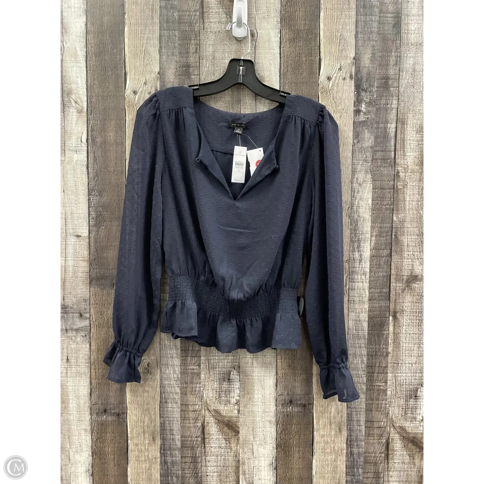 Top Long Sleeve By Ann Taylor In Navy, Size: Xs